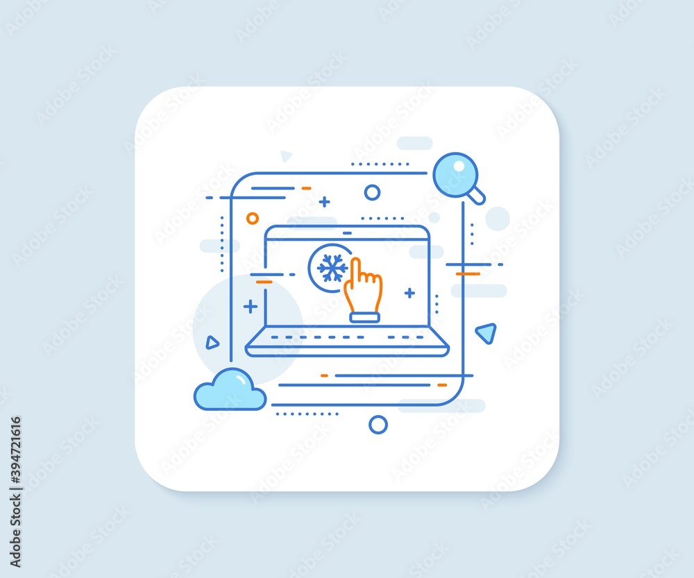 Freezing click line icon. Abstract vector button. AC cold temperature sign. Fridge function symbol. Freezing click line icon. Laptop concept badge. Vector Freezing click line icon. Abstract vector button. AC cold temperature sign. Fridge function symbol. Freezing click line icon. Laptop concept badge. Vector