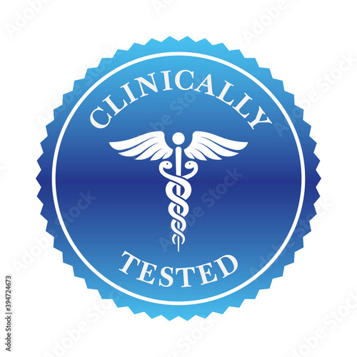 Clinically tested, approved, vector badge