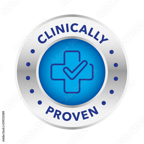 Clinically tested, approved, vector badge