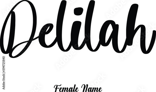 Delilah-Female Name Cursive Calligraphy Phrase on White Background