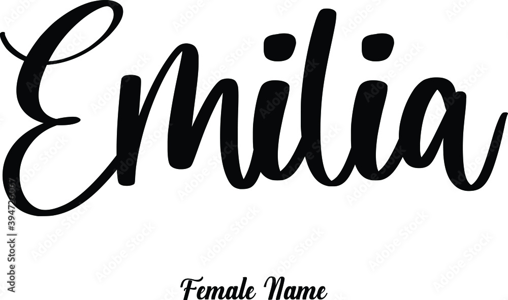 Emili-Female Name Cursive Calligraphy Phrase on White Background Stock ...