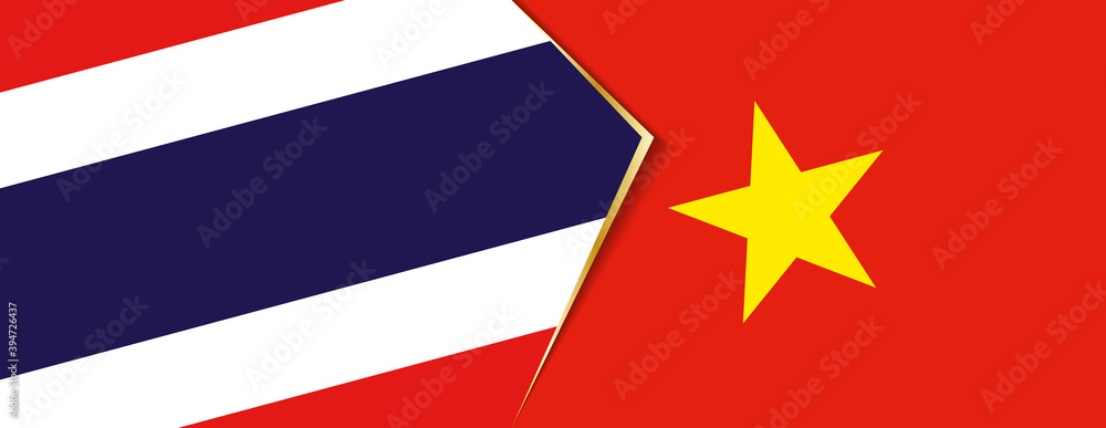 Thailand and Vietnam flags, two vector flags. Thailand and Vietnam flags, two vector flags.