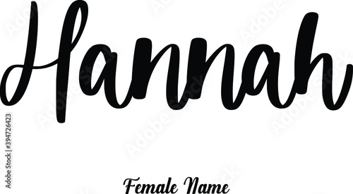 Hannah-Female Name Cursive Calligraphy Phrase on White Background photo