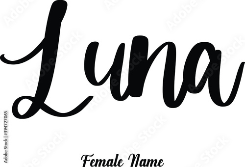 Luna-Female Name Typography Phrase on White Background