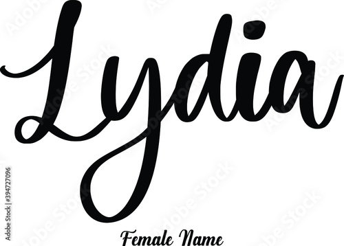 Lydia -Female Name Typography Phrase on White Background
