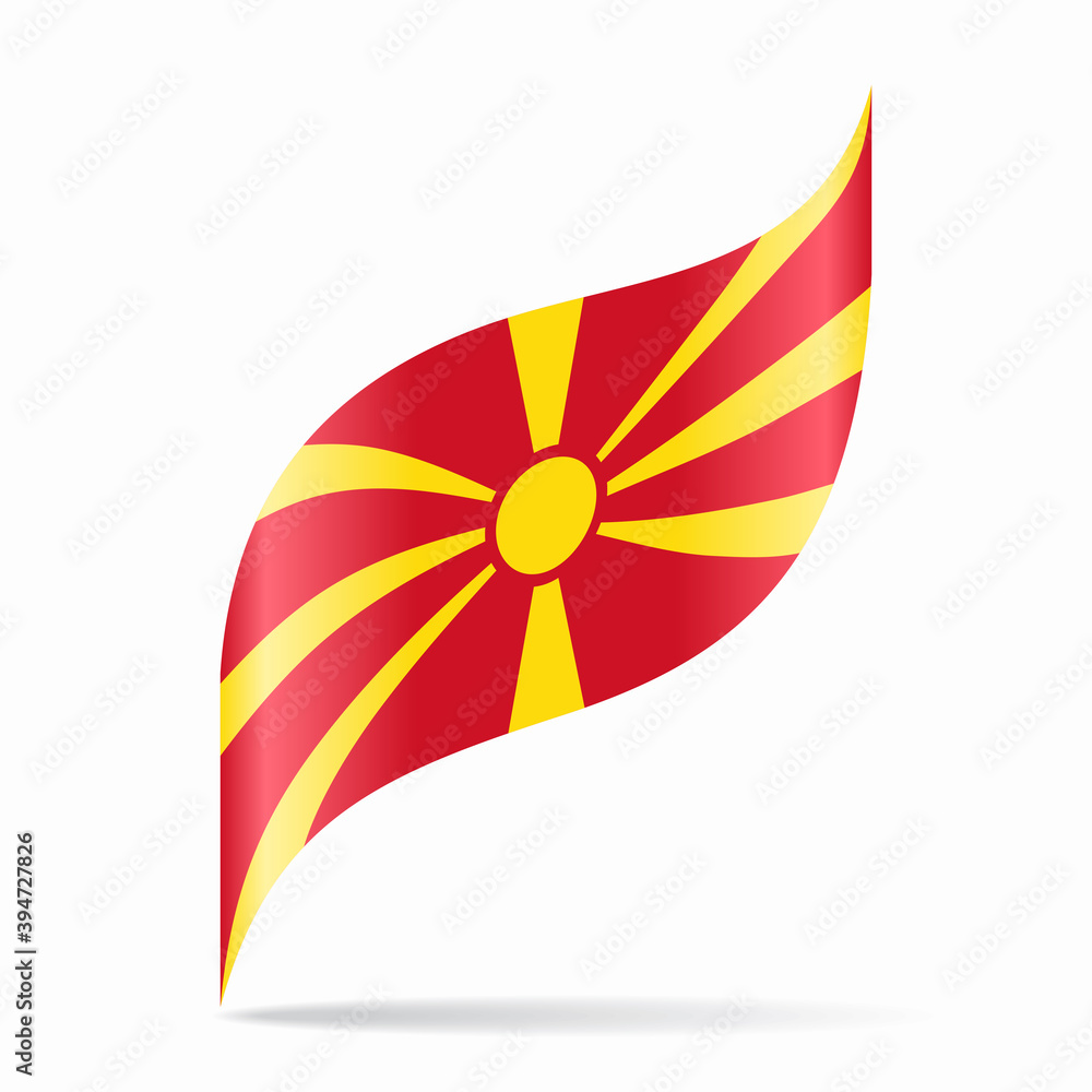 North Macedonian flag wavy abstract background. Vector illustration.