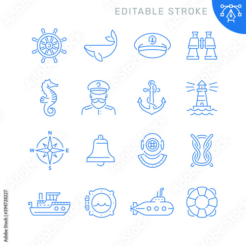 Marine related icons. Editable stroke. Thin vector icon set Fototapet