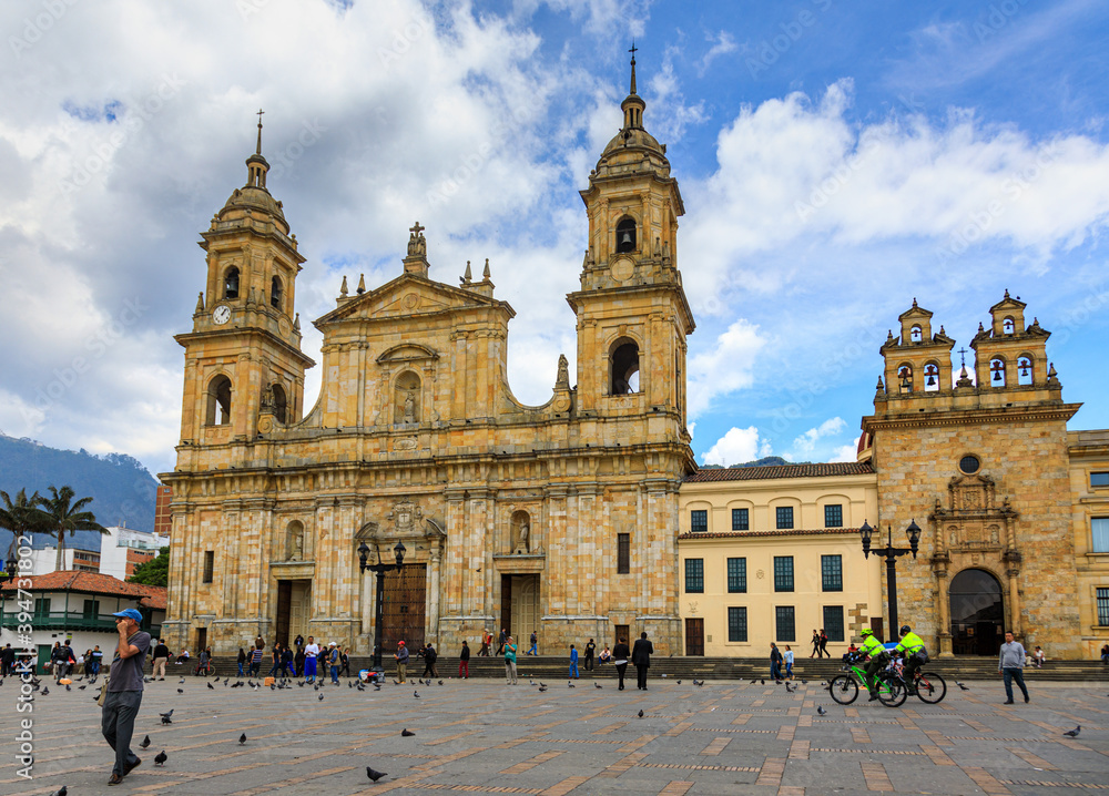 BOGOTA,COLOMBIA/MARCH 15,2018:Cathedral of Bogota in Bolivar Square