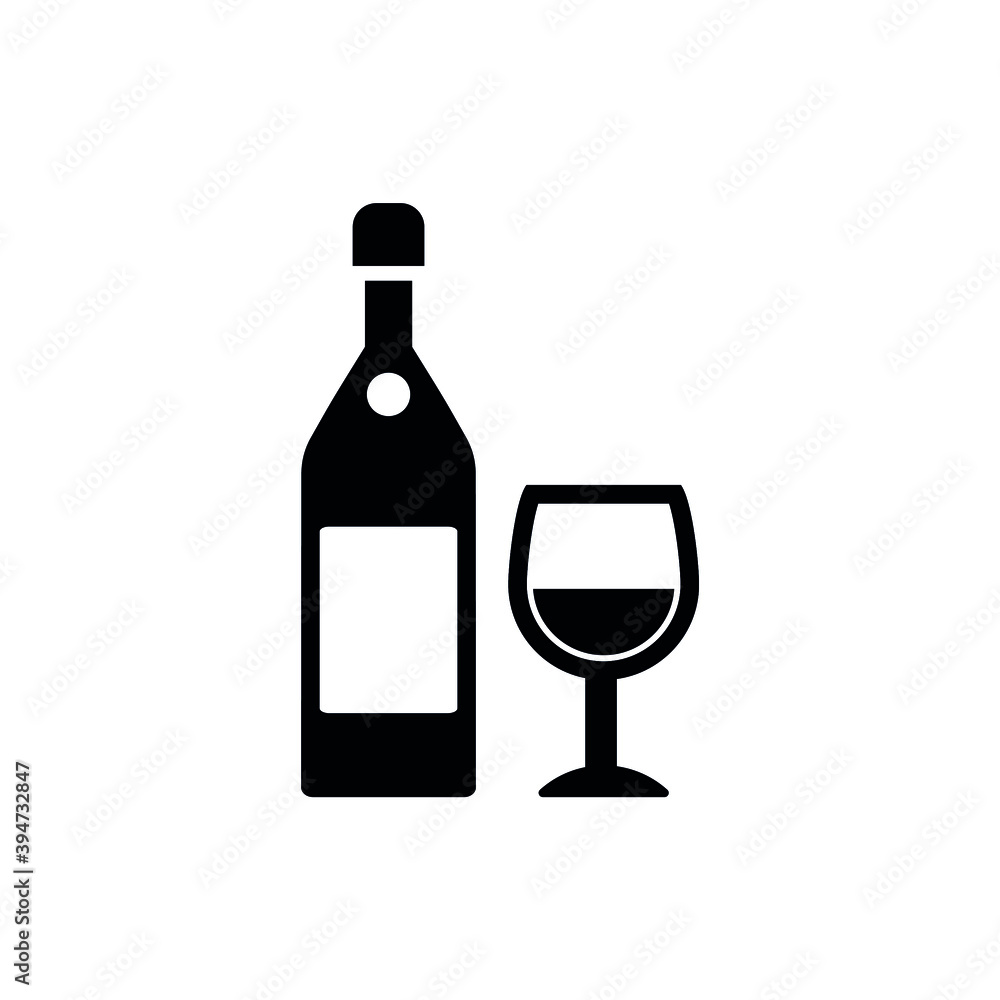 Vector image. Black solid icon of a bottle of alcoholic drink. Vector image. Black solid icon of a bottle of alcoholic drink.
