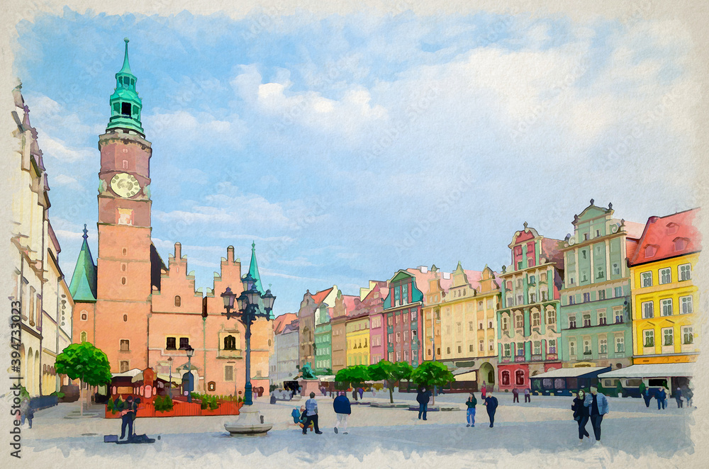 Fototapeta premium Old historical city centre of Wroclaw, Poland