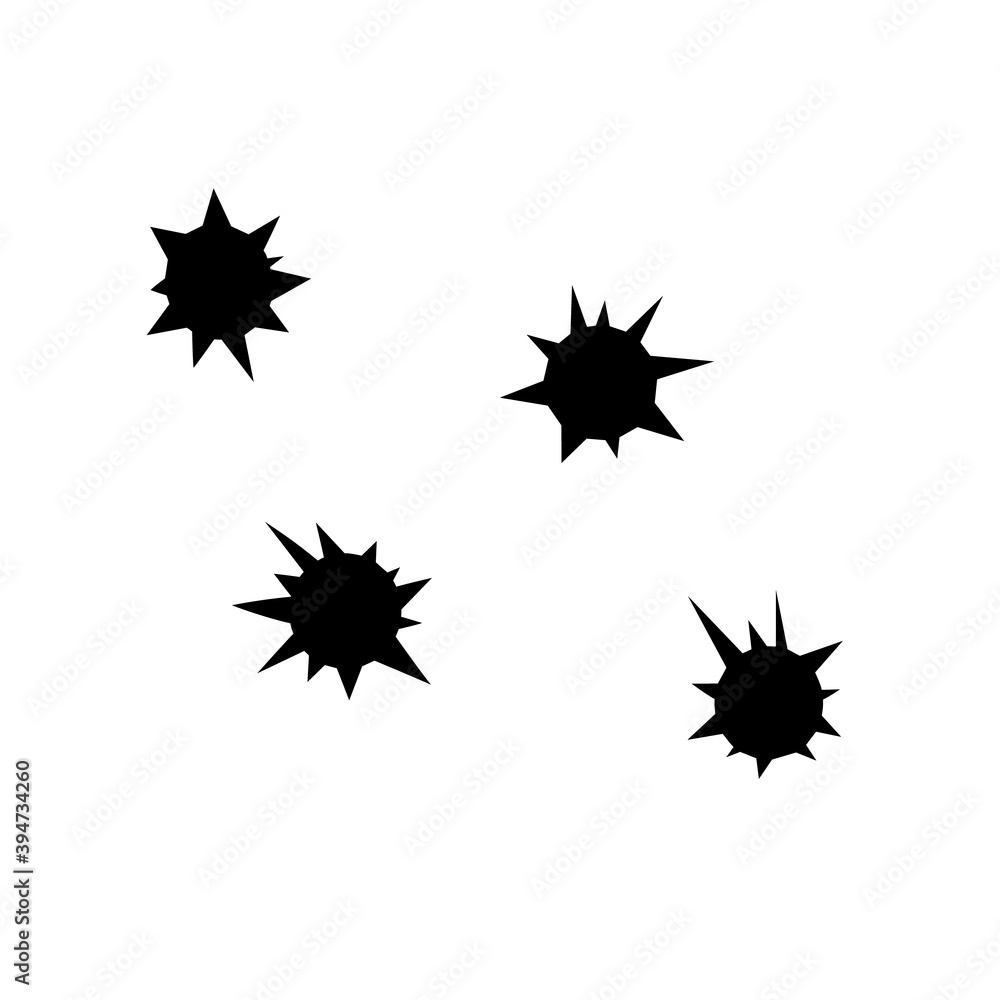 Gunshot hole silhouette icon. Clipart image isolated on white background. Gunshot hole silhouette icon. Clipart image isolated on white background.