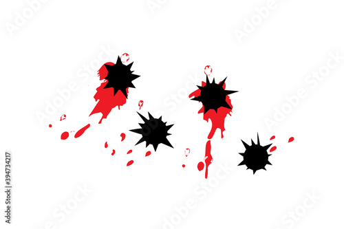 Blood bullet hole illustration. Clipart image.