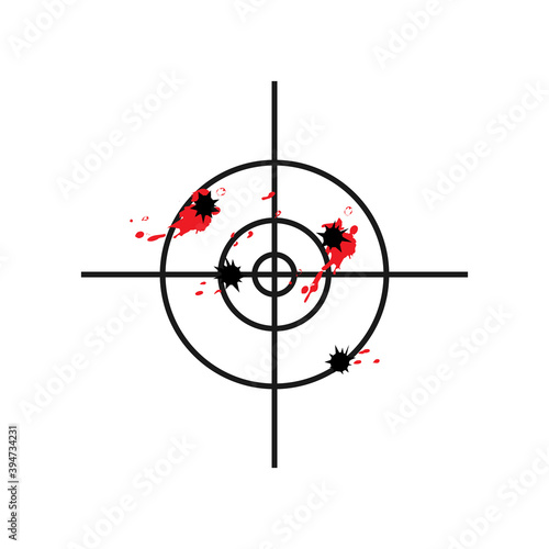Blood bullet hole target icon. Clipart image isolated on white background.