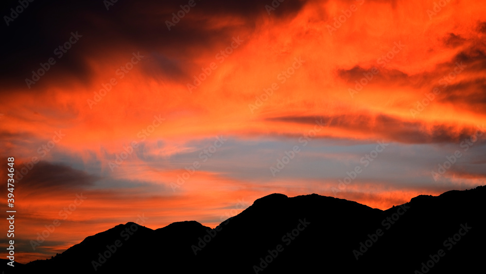 Sunset over mountains near Orba, Spain Sunset over mountains near Orba, Spain