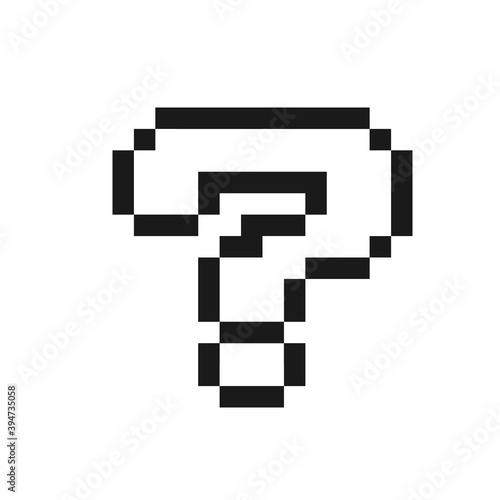 Pixel question mark icon. Clipart image isolated on white background.