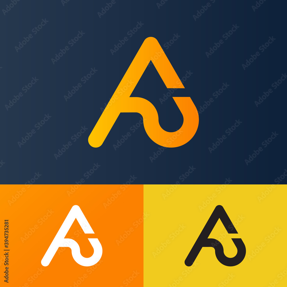 Letters a and u or au line logo design. Linear minimal stylish emblem ...