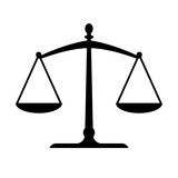 Justice scale silhouette icon. Clipart image isolated on white background.