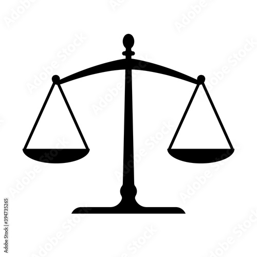 Justice scale silhouette icon. Clipart image isolated on white background.