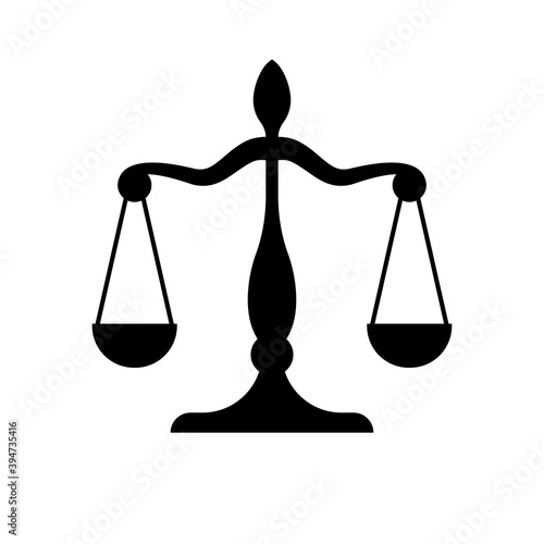 Weight balance scale silhouette icon. Clipart image isolated on white background.