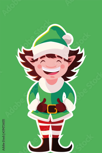 merry christmas cute helper character in sticker style