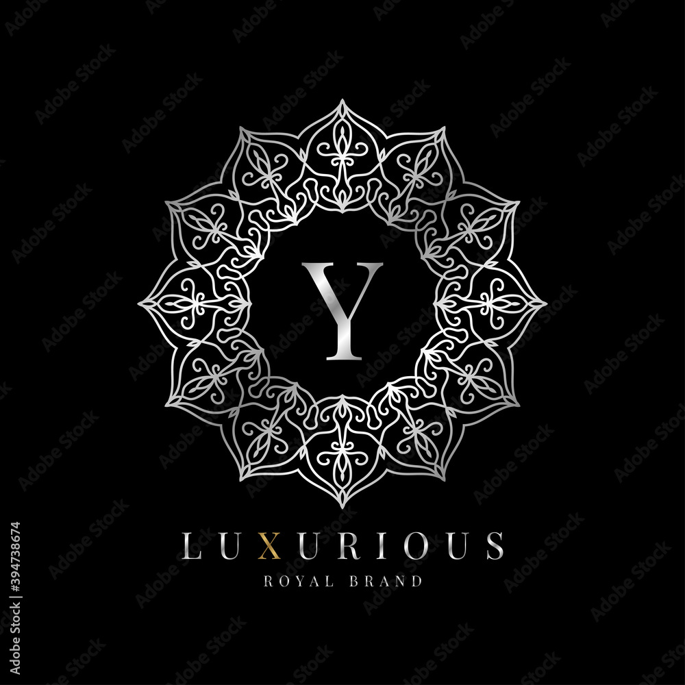 letter Y luxury round alphabet logo template vector mandala for premium brand, personal branding identity, boutique, spa, wedding, gown, make up artist and cosmetic