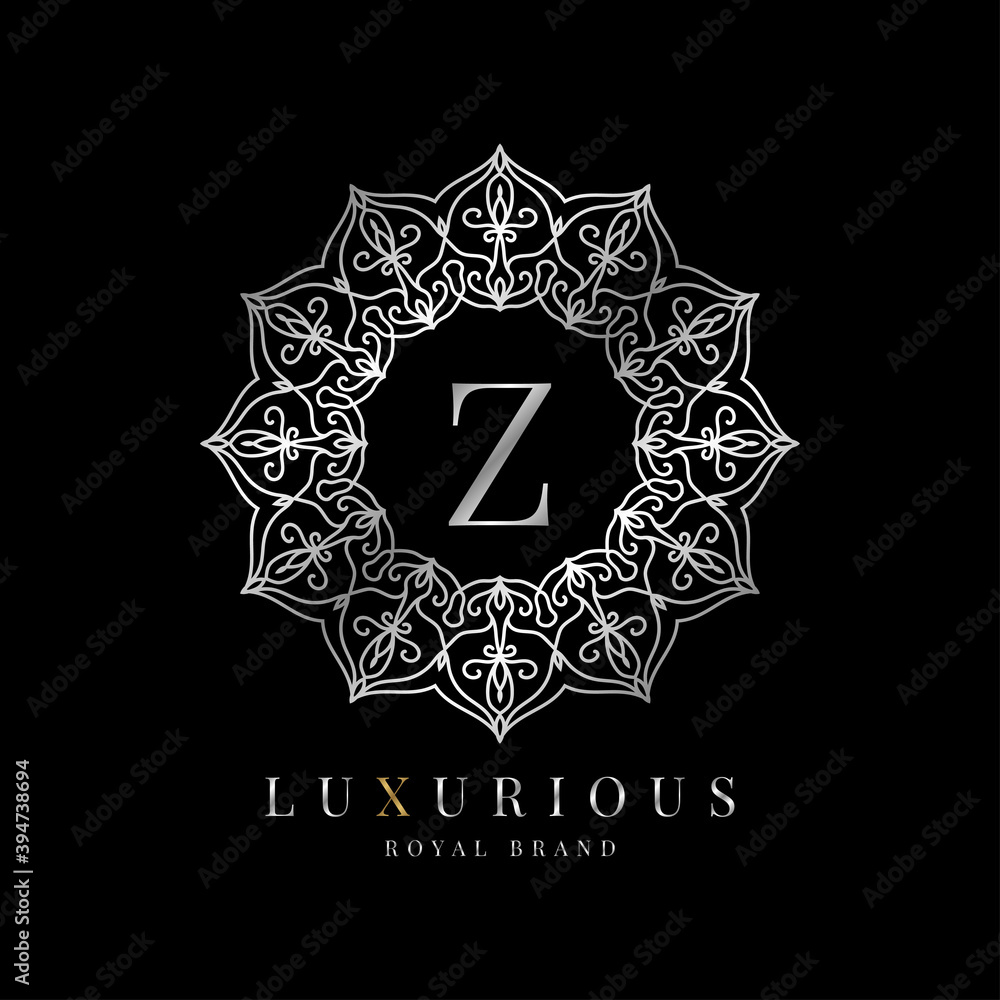 letter Z luxury round alphabet logo template vector mandala for premium brand, personal branding identity, boutique, spa, wedding, gown, make up artist and cosmetic