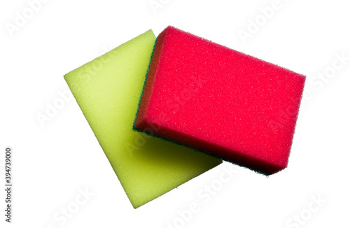 two cleaning sponges isolated on white background