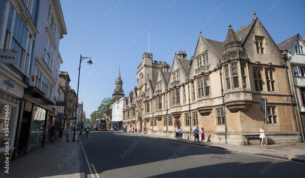 Views of Oxford High Street and Brasenose College in Oxfordshire, England