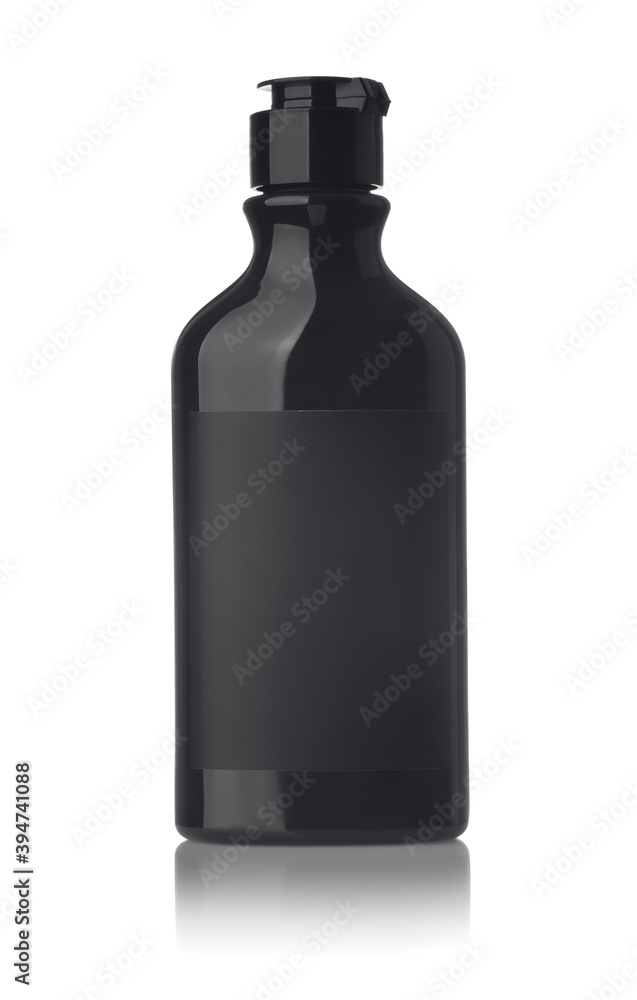 Black cosmetic bottle with blank label