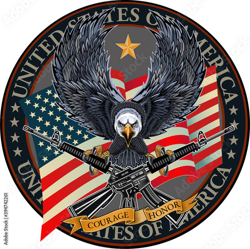 American eagle with USA flags