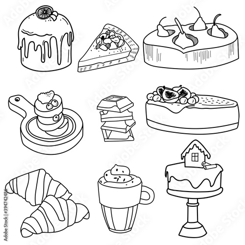 Vector set of cakes and sweets