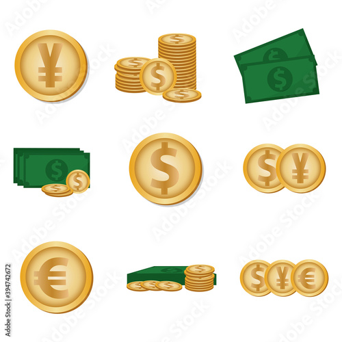 Isolated set group of financial icons in white background - Vector