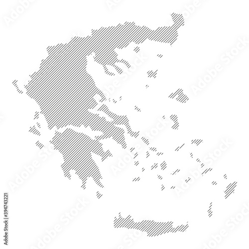 Greece map from pattern of black slanted parallel lines. Vector illustration.