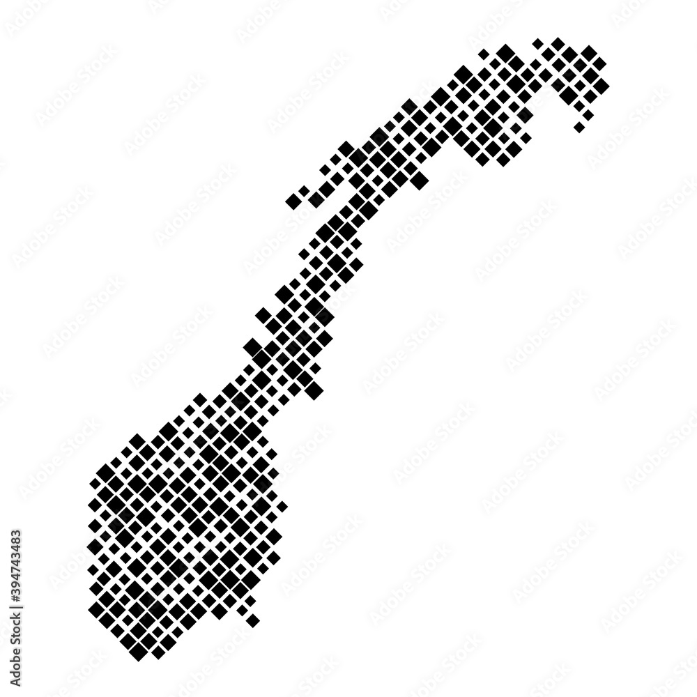 Obraz premium Norway map from pattern of black rhombuses of different sizes. Vector illustration.