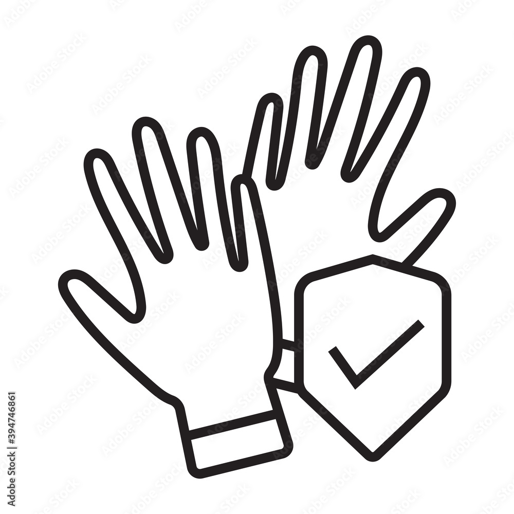 hand protection line art icon with two gloves concept for apps or websites hand protection line art icon with two gloves concept for apps or websites