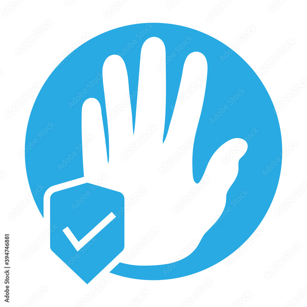 Hand protection flat color icon for apps and websites.