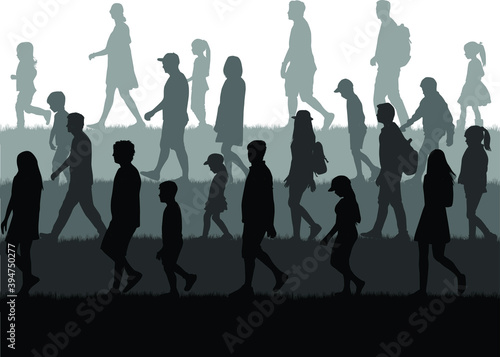 Group of people. Crowd of people silhouettes.