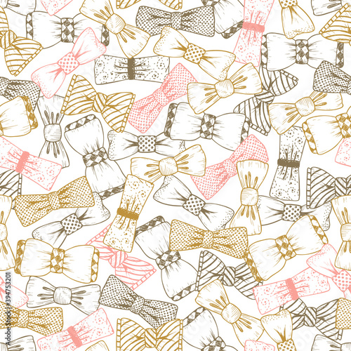 Father's Day background. Hand drawn Bow Ties Vector Seamless pattern. Men's Accessories. 