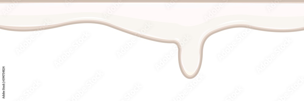 Flows of white liquid. Dairy, yogurt, ice cream or milk. White paint flowing down thick. Custard. The drops are slipping. The isolated object on a white background. Frame. Vector Flows of white liquid. Dairy, yogurt, ice cream or milk. White paint flowing down thick. Custard. The drops are slipping. The isolated object on a white background. Frame. Vector