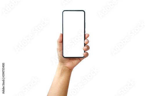 Mobile Smartphone with stylish design and a blank screen isolated on white background  with the clipping path.