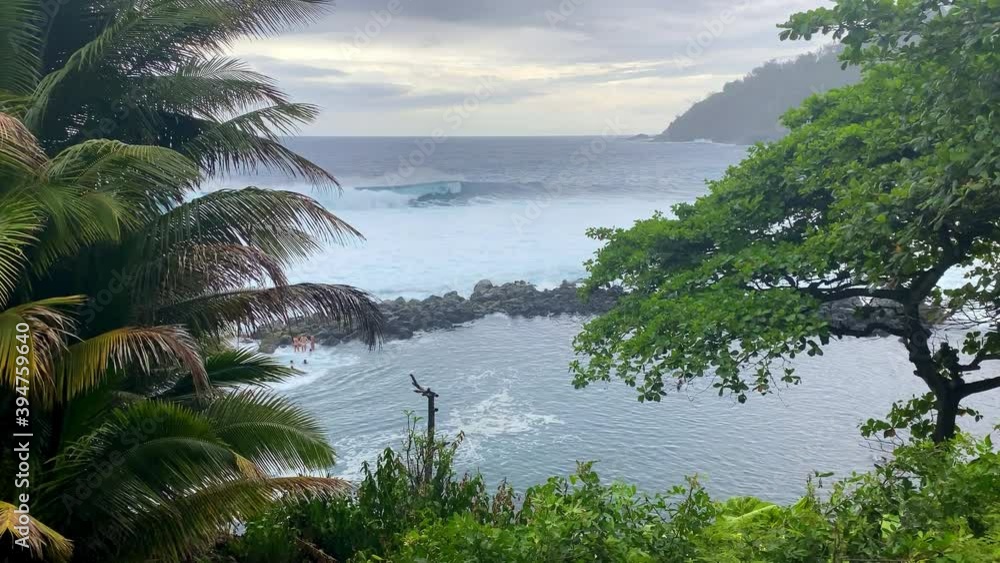 View of the natural pool and the bay of Manapany on Reunion Island View of the natural pool and the bay of Manapany on Reunion Island