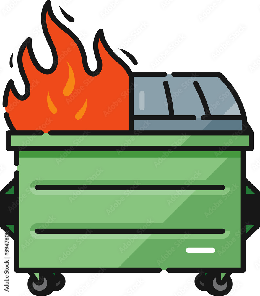 Dumpster Fire Fail Filled Outline Icon Stock Vector | Adobe Stock