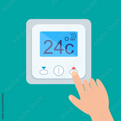 Electronic thermostat with a screen for the underfloor heating. photo