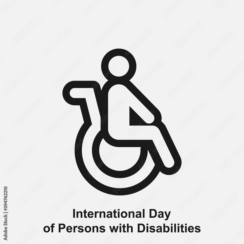 International day of persons with disabilities line black and white vector icon. International day of persons with disabilities line black and white vector icon.