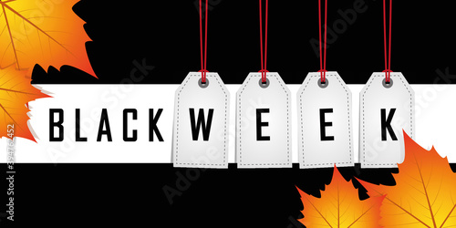 black week promotion hanging label on red background vector illustration EPS10