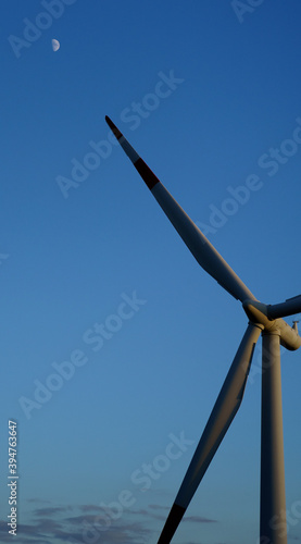 wind turbine with beautiful blue sky, Portoscuso,south Sardinia 