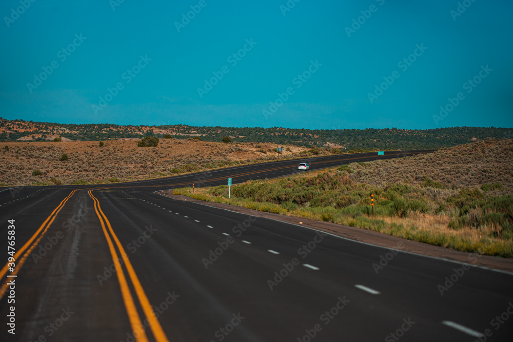 Fototapeta premium Natural american landscape with asphalt road to horizon.