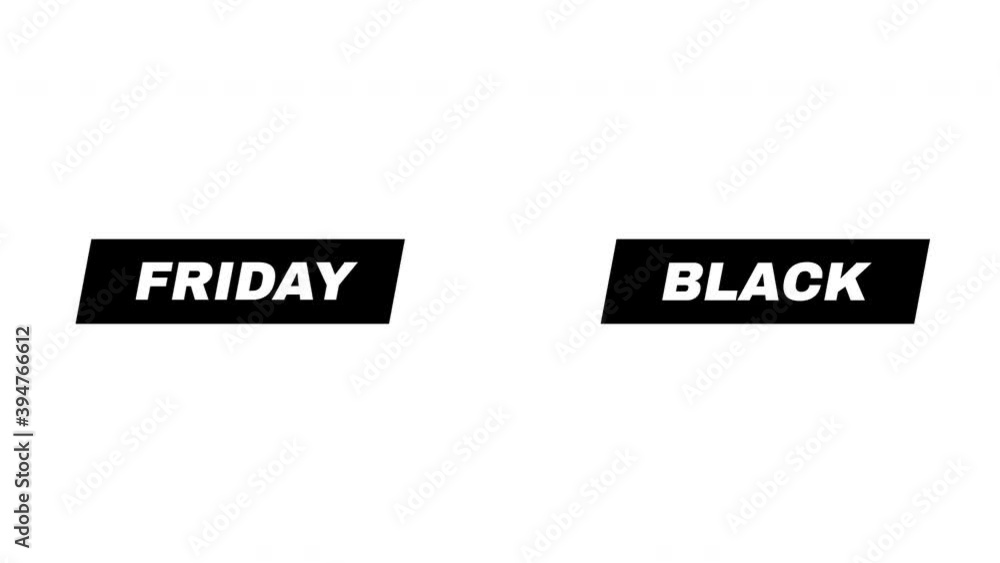 Black Friday Sale text intro animation, on a white background