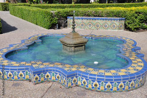 Old ceramic tile fountain in Balboa Park, San Diego.