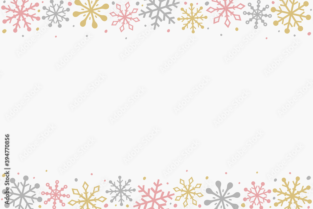 Christmas background with snowflakes and copyspace. Empty Xmas greeting card. Vector